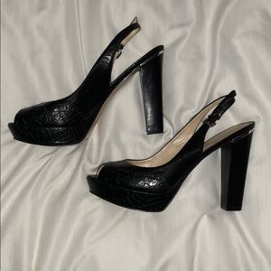 Black Marc Fisher sling back platform heels
